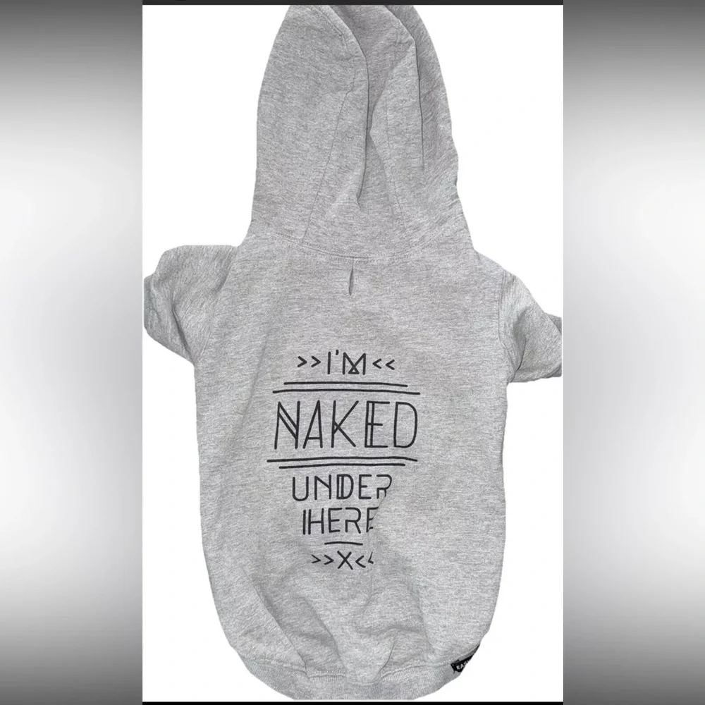 Dog Sweater MEDIUM I’m Naked Under Here -Gray